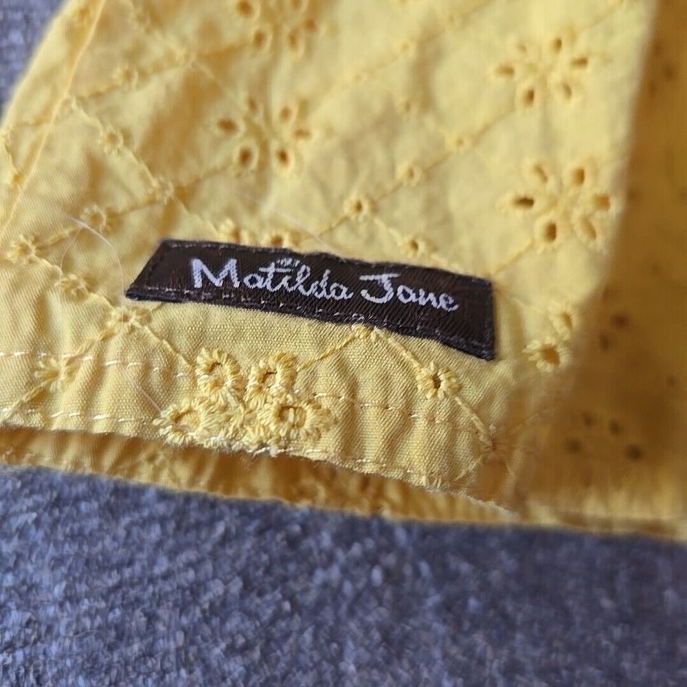 Matilda Jane SPLENDID SUNSHINE PINAFORE Dress 8 Yellow Eyelet Daydream Goldilock - Picture 7 of 10